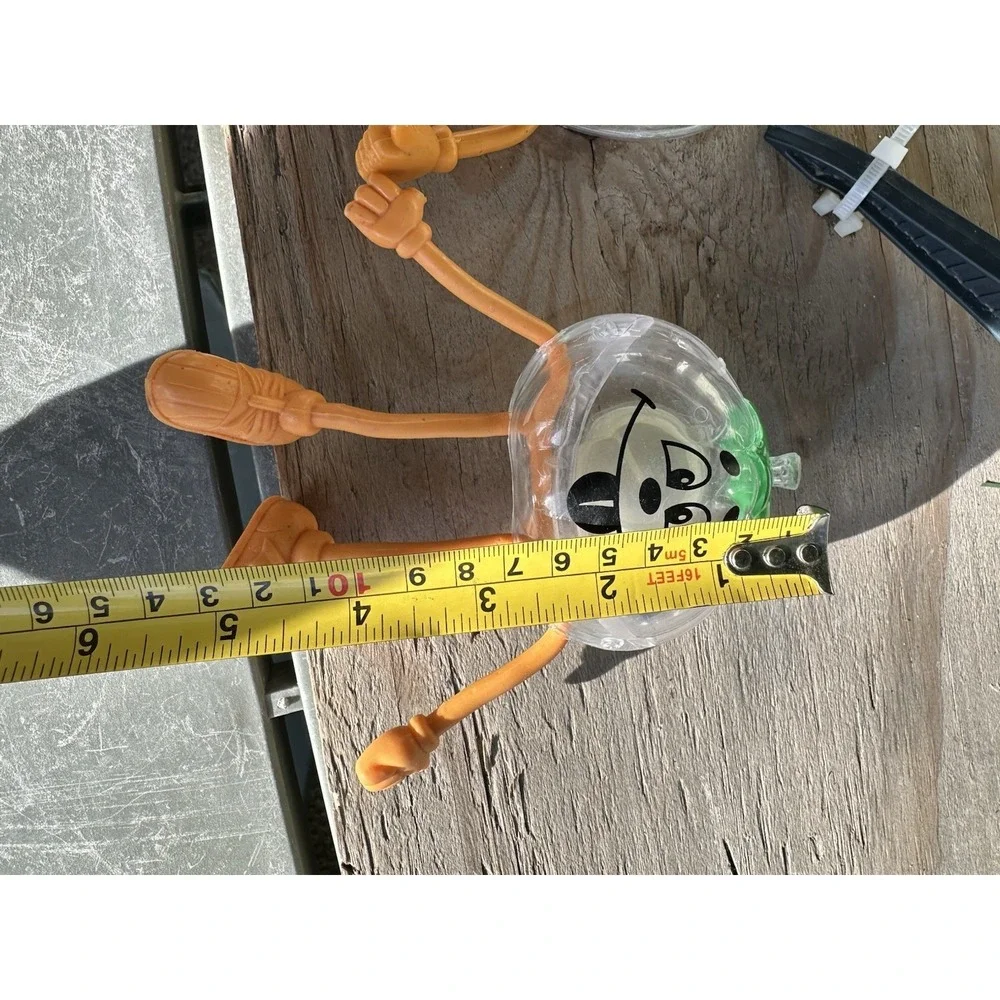 2 Vintage‎ Halloween Pumpkin Candy Holder Bendy Legs Clear Head Bendy Figures